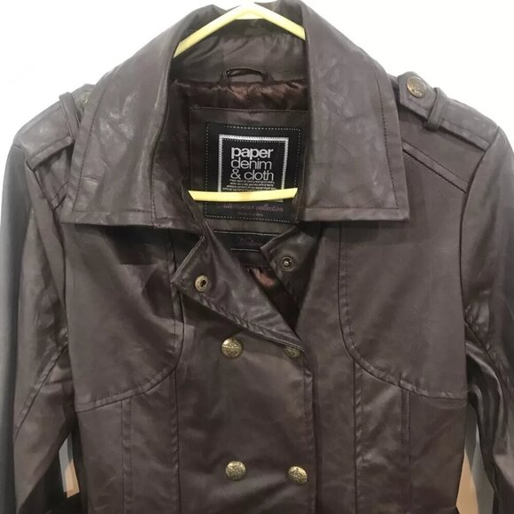 Paper Denim & Cloth Black Belted Trench Jacket – Classic Double Breasted - Picture 4 of 12